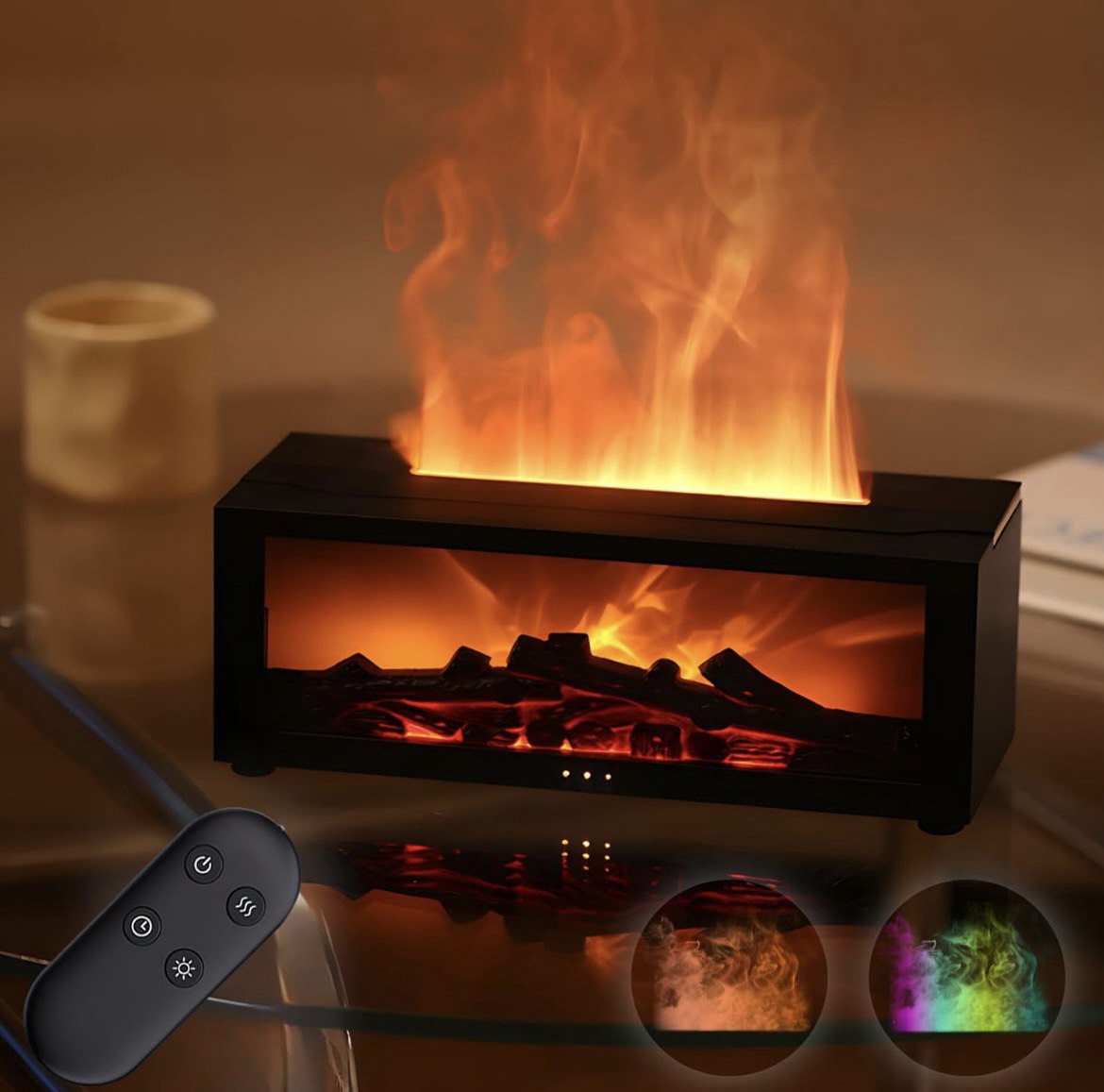Nova Home™ Air Humidifier & Aroma Diffuser – LED Fireplace with Remote